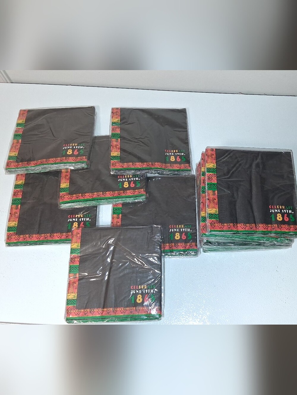 Unlisted Black Juneteenth 1865 Decorative Napkins with Red Green Gold Border